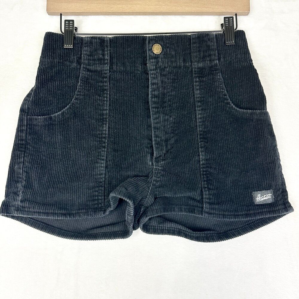 Hammies Women's Retro Corduroy Shorts Size 30 Black Stretch 2" Inseam